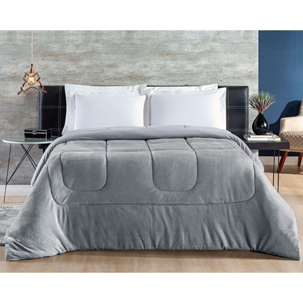 Coberdrom Queen Dupla Face Malha Algodão-mantinha 1 Peça Cinza - 2