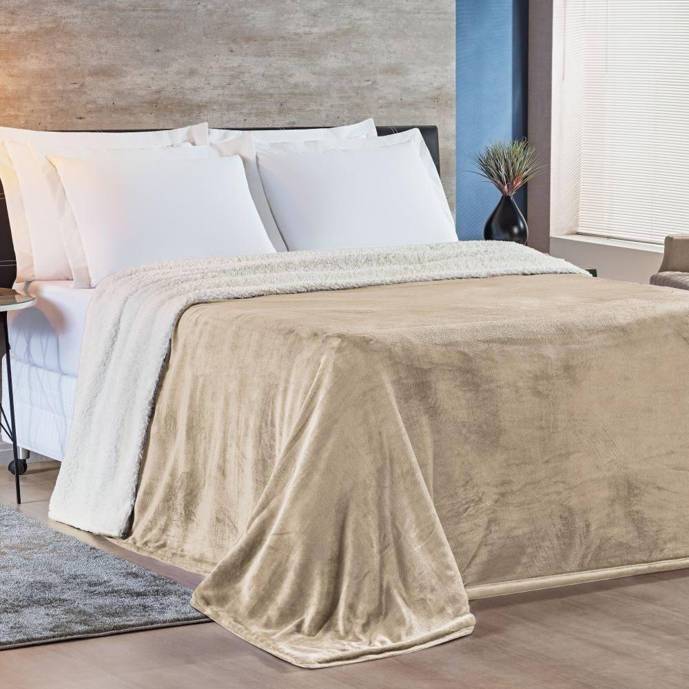 Cobertor King Alaska Dupla Face Sherpa-mantinha 1 Peça Caqui - 1