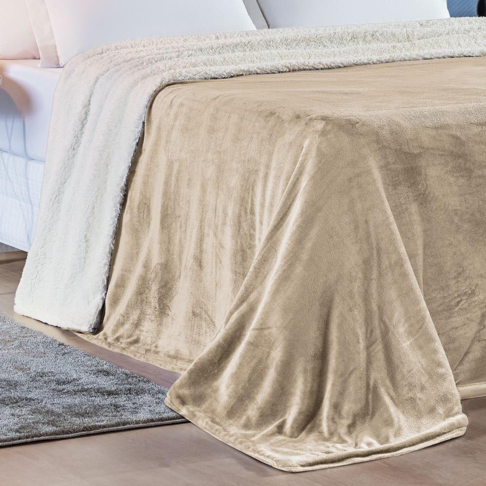 Cobertor King Alaska Dupla Face Sherpa-mantinha 1 Peça Caqui - 2