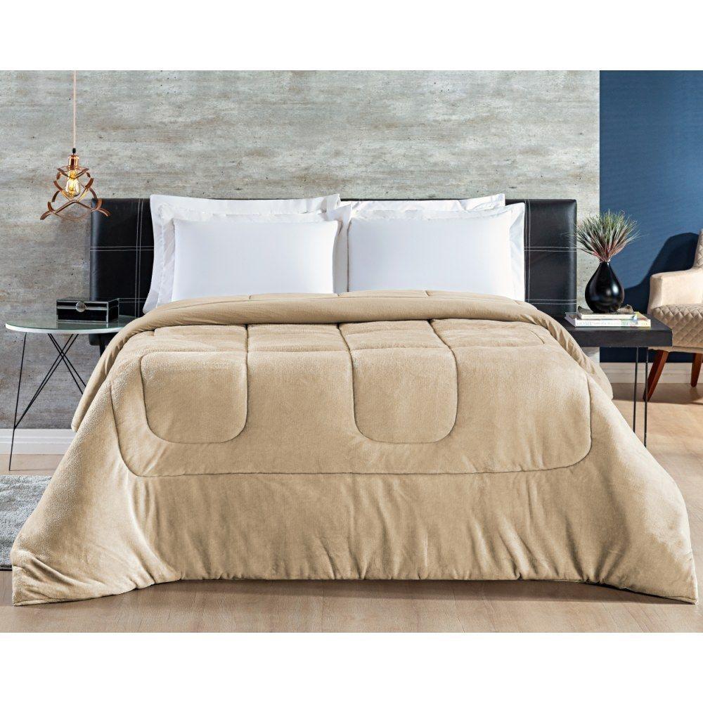 Coberdrom Queen Dupla Face Malha Algodão-mantinha 1 Peça Caqui - 2