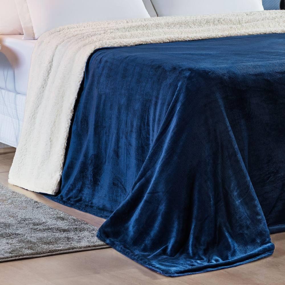 Cobertor King Alaska Dupla Face Sherpa-mantinha 1 Peça Marinho - 2