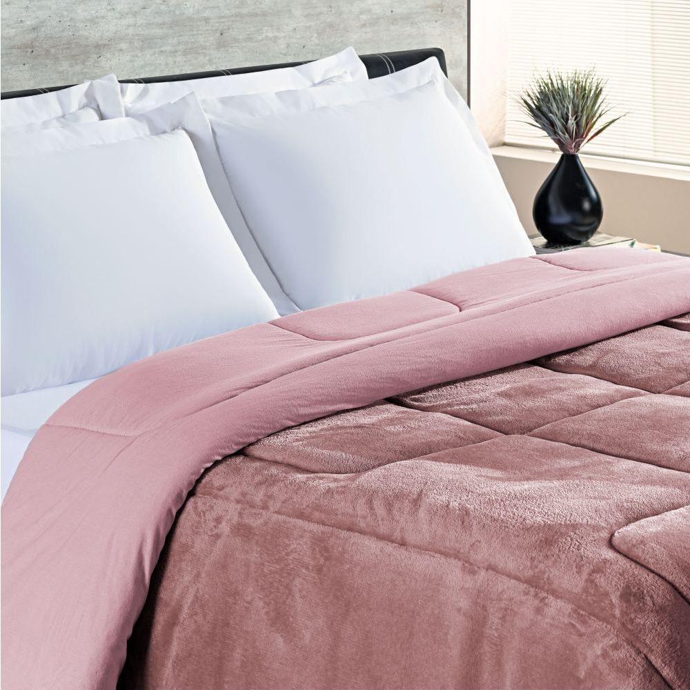 Coberdrom Queen Dupla Face Malha Algodão-mantinha 1 Peça Rose - 1