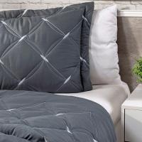 Cobre Leito King Unique 200 Fios Bordado 3 Peças Grafite - 2