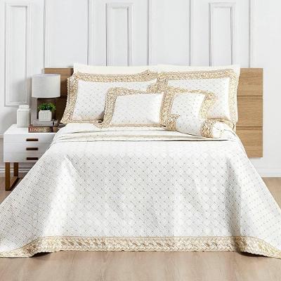 Cobre Leito Queen Royale Percal 200 Fios Algodão 6 Peças Off White