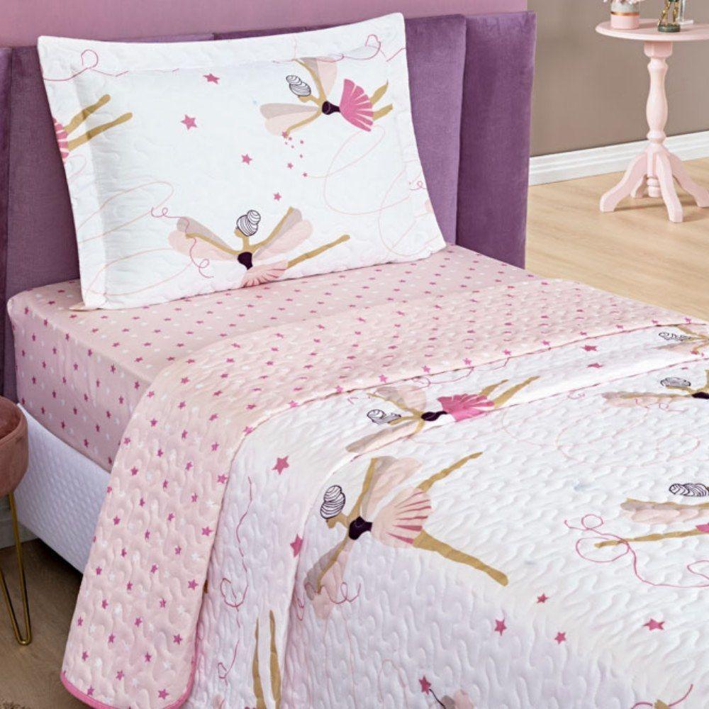Colcha Solteiro Bouti Kids Dupla Face Estampado 2 Peças Bailarina - 2