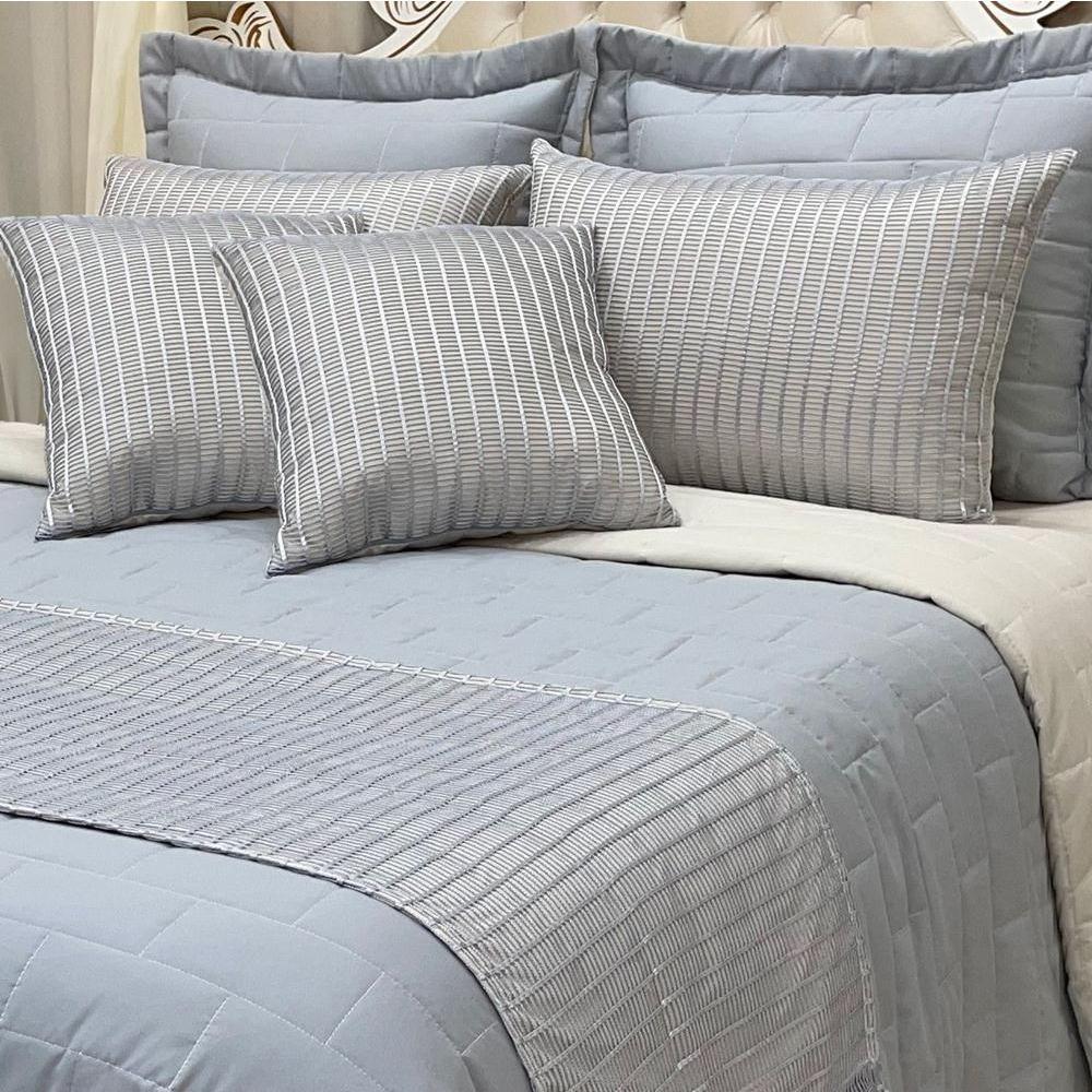 Cobre Leito King Picasso Dupla Face Com Almofadas E Xale 10 Peças Prata - 2