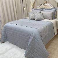 Cobre Leito King Picasso Dupla Face Com Almofadas E Xale 10 Peças Prata - 1