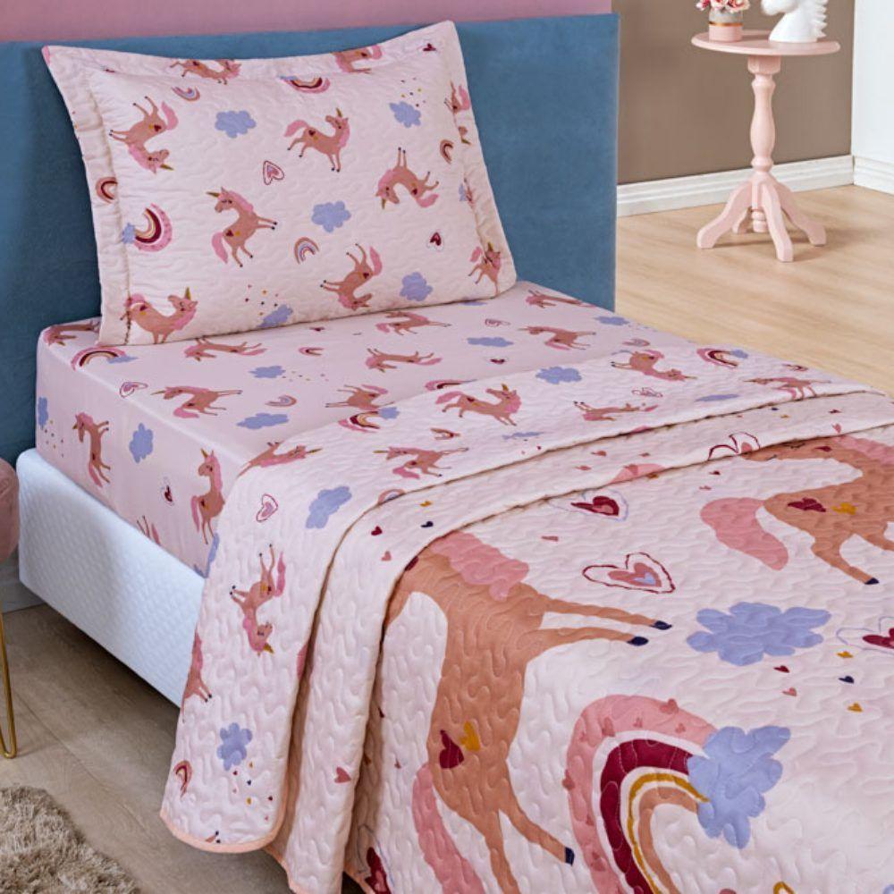 Colcha Solteiro Bouti Kids Dupla Face Estampado 2 Peças Unicornio - 2