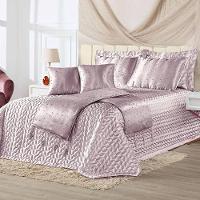 Kit Cobre Leito Queen Perola Com Almofadas E Xale 10 Peças Rose - 1