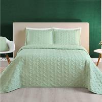 Cobre Leito Queen Agata Bordado Micropercal 200 Fios 3 Peças Verde - 2