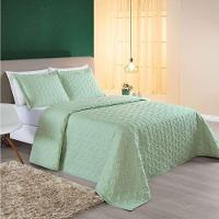 Cobre Leito Queen Agata Bordado Micropercal 200 Fios 3 Peças Verde - 3