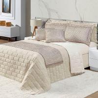 Cobre Leito King Picasso Dupla Face Com Almofadas E Xale 10 Peças Bege - 1