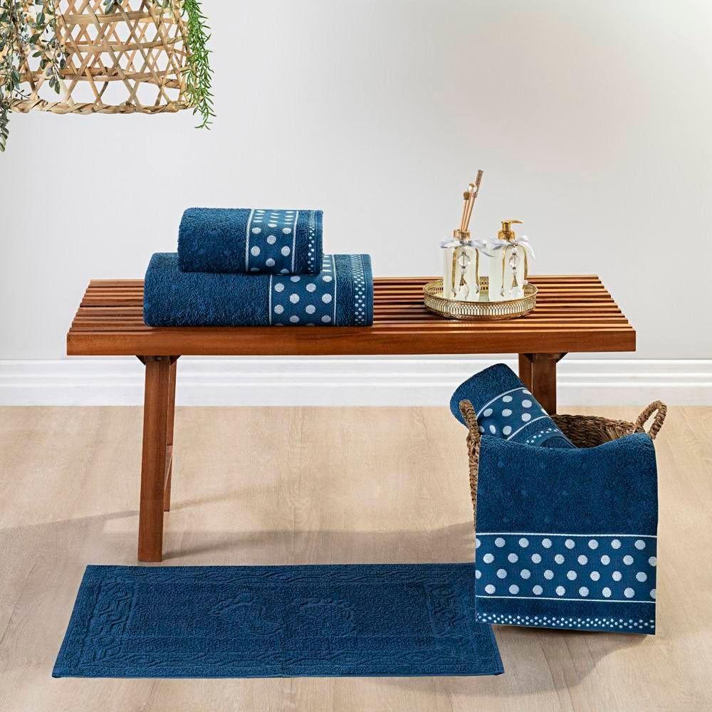 Jogo De Banho Petit Poa Algodão 5 Peças Marinho - 1