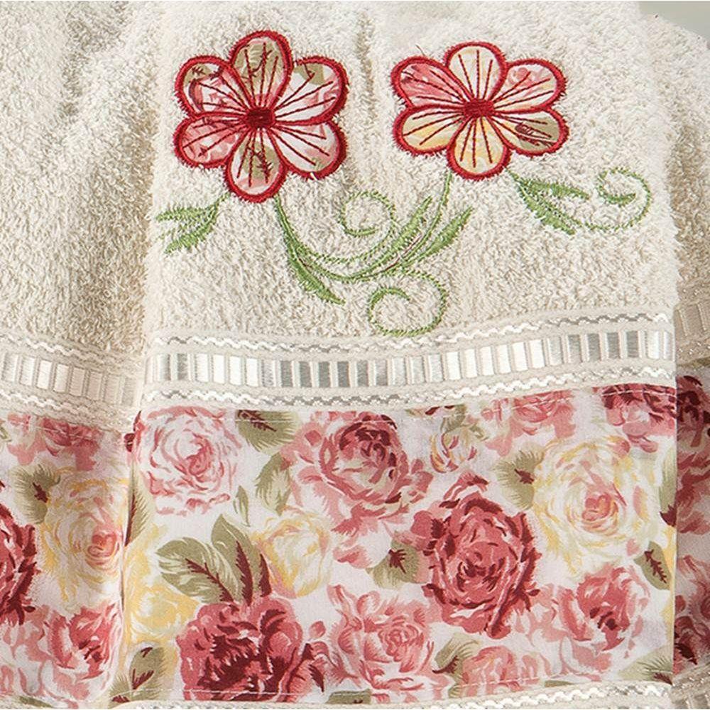 Jogo De Banho Passione Bordado Algodão 5 Peças Vermelho-palha - 2