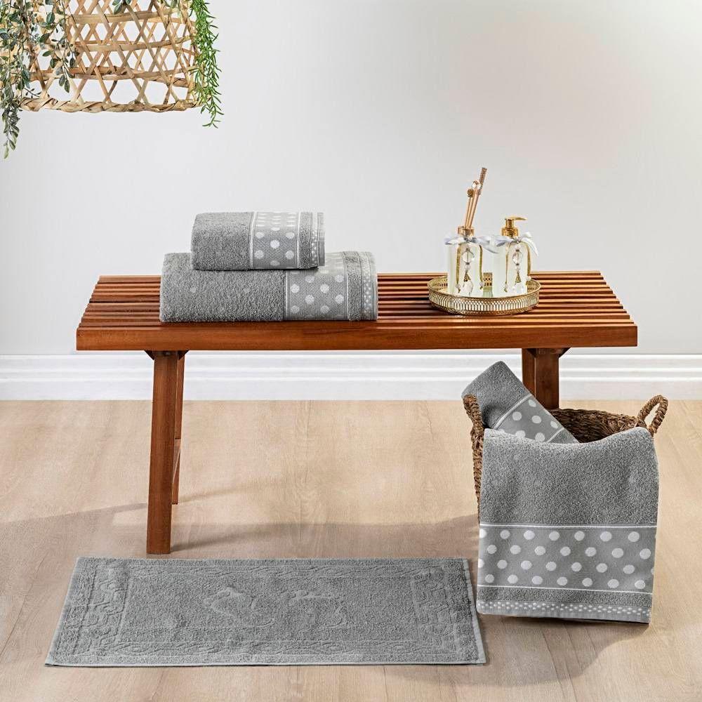 Jogo De Banho Petit Poa Algodão 5 Peças Granito - 1