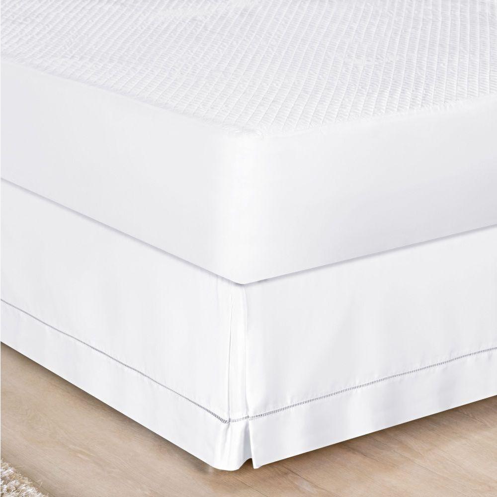Saia Para Cama Box Queen Ponto Palito 1 Peça Branco - 1