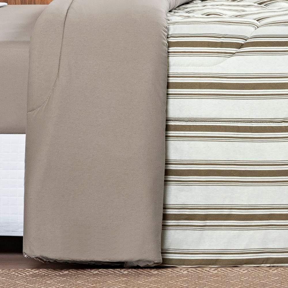 Edredom Queen Dupla Face Marim Malha 100% Algodão 1 Peça Caqui - 2