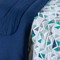 Edredom King Dupla Face Quality Malha 100% Algodão 1 Peça Geometrico Azul - 2