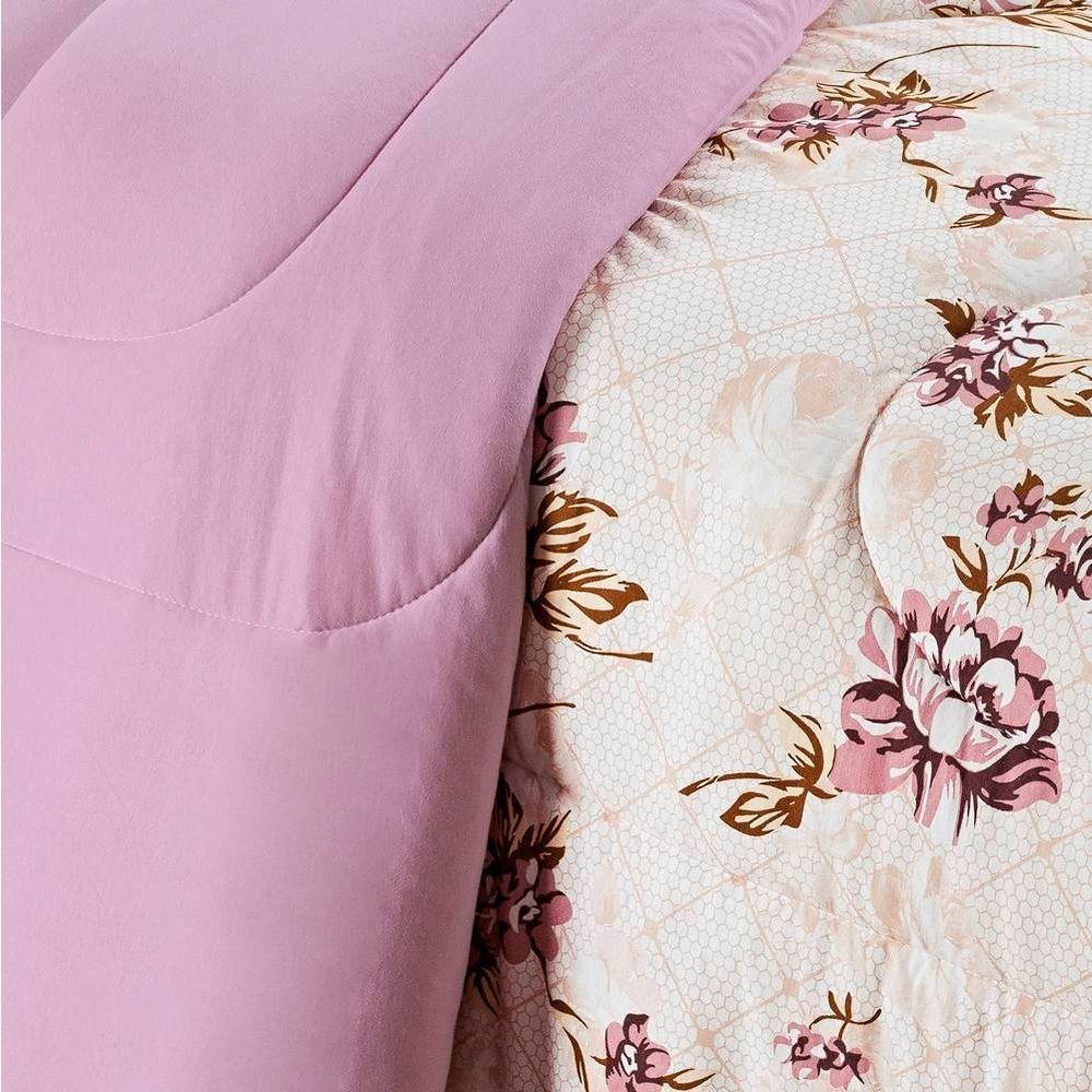 Edredom Casal Padrão Dupla Face Quality Malha 100% Algodão 1 Peça Rose - 2