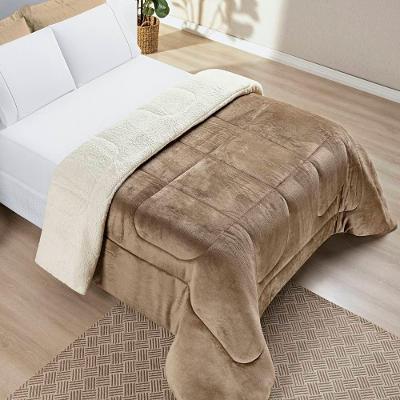 Edredom Casal Padrão Coberdrom Sherpa-mantinha Everest 1 Peça Caqui