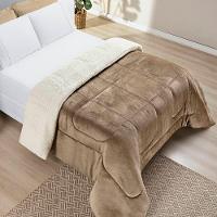 Edredom Casal Padrão Coberdrom Sherpa-mantinha Everest 1 Peça Caqui - 1