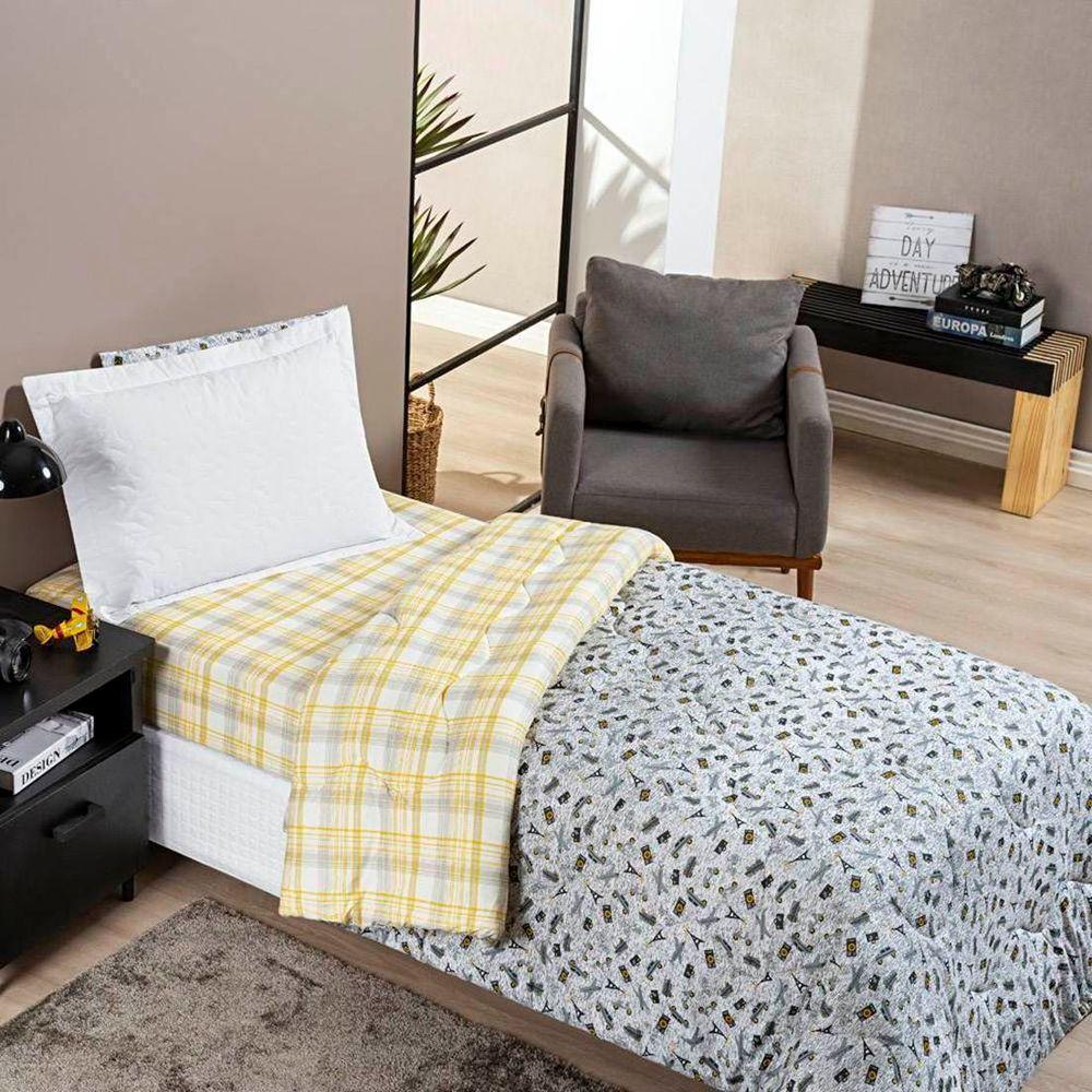 Edredom Solteiro Dupla Face Joy Malha 100% Algodão Estampado 1 Peça Adventure - 1