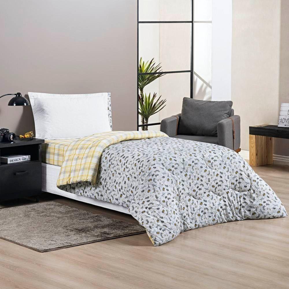 Edredom Solteiro Dupla Face Joy Malha 100% Algodão Estampado 1 Peça Adventure - 2