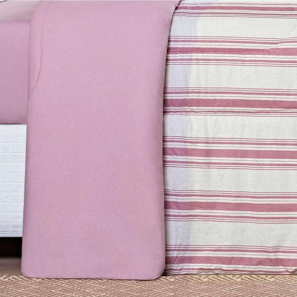 Edredom King Dupla Face Marim Malha 100% Algodão 1 Peça Rose - 2