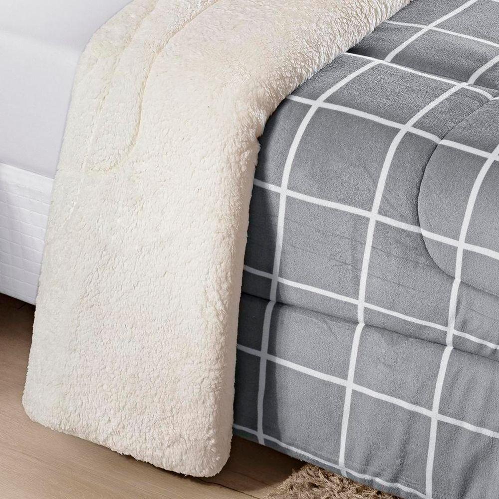 Edredom King Coberdrom Sherpa-mantinha Austin 1 Peça Cinza - 2