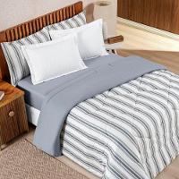 Edredom Queen Dupla Face Marim Malha 100% Algodão 1 Peça Cinza - 1