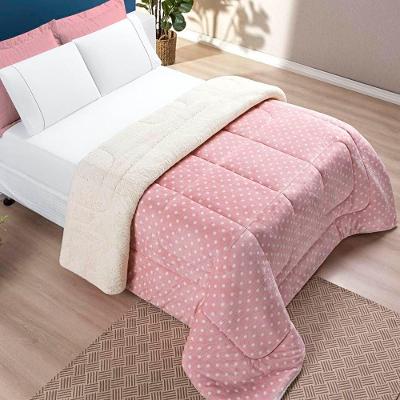 Edredom King Coberdrom Sherpa-mantinha Petit Poa 1 Peça Rosa