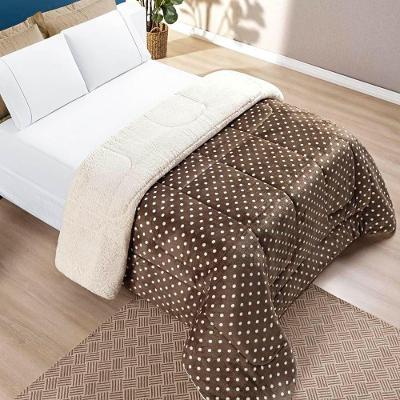 Edredom Queen Coberdrom Sherpa-mantinha Petit Poa 1 Peça Caqui