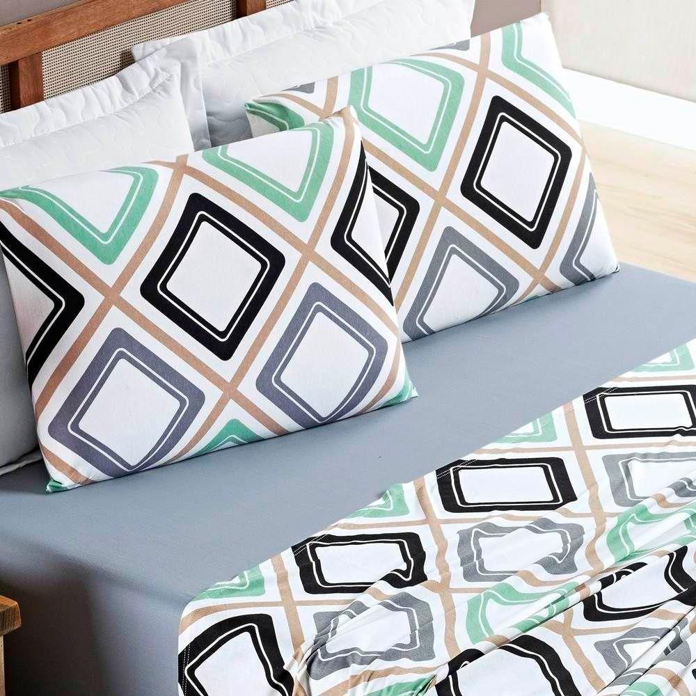 Jogo De Lençol Solteiro Quality Malha 100% Algodão Estampado 3 Peças Harmony - 2