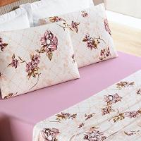 Jogo De Lençol Solteiro Quality Malha 100% Algodão Estampado 3 Peças Rose - 2