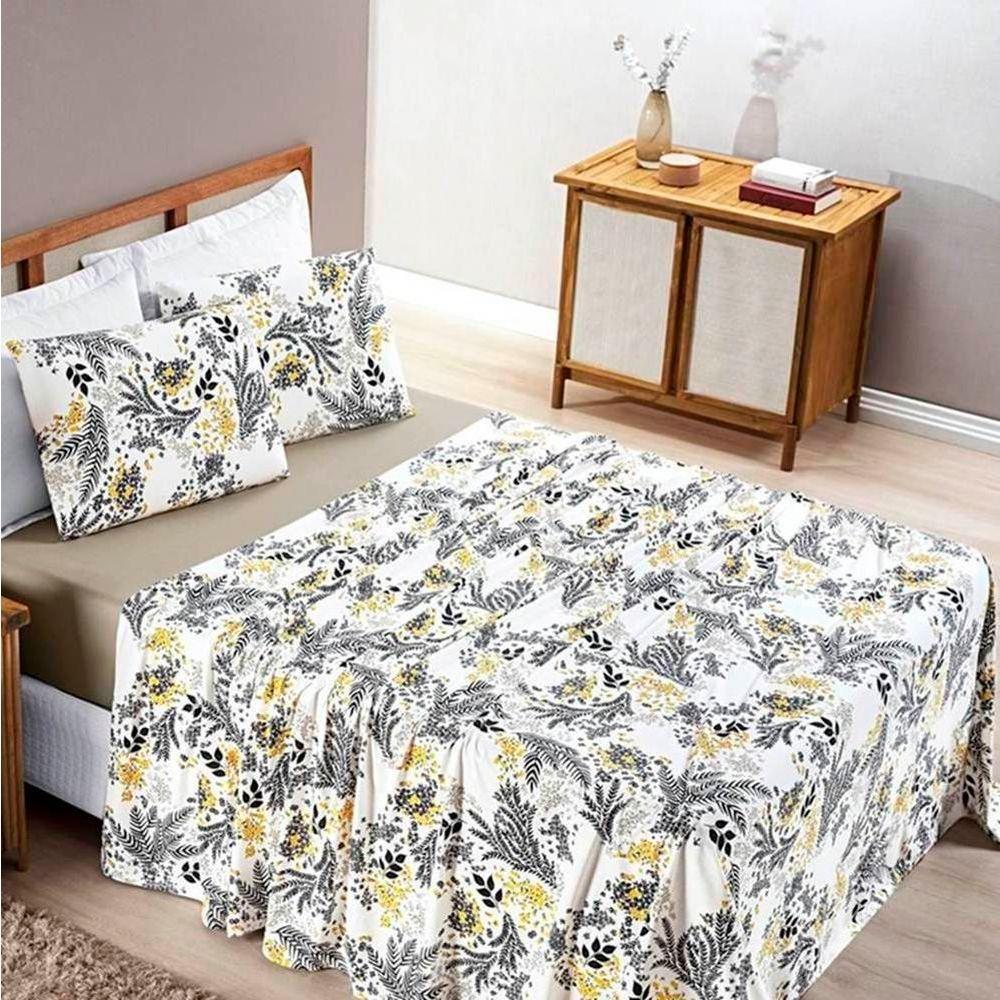 Jogo De Lençol Solteiro Quality Malha 100% Algodão Estampado 3 Peças Blossom - 1