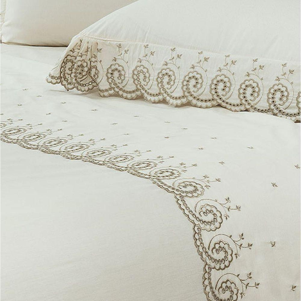 Jogo De Lençol Queen Mistral Percal 200 Fios 100% Algodão 4 Peças Palha - 2