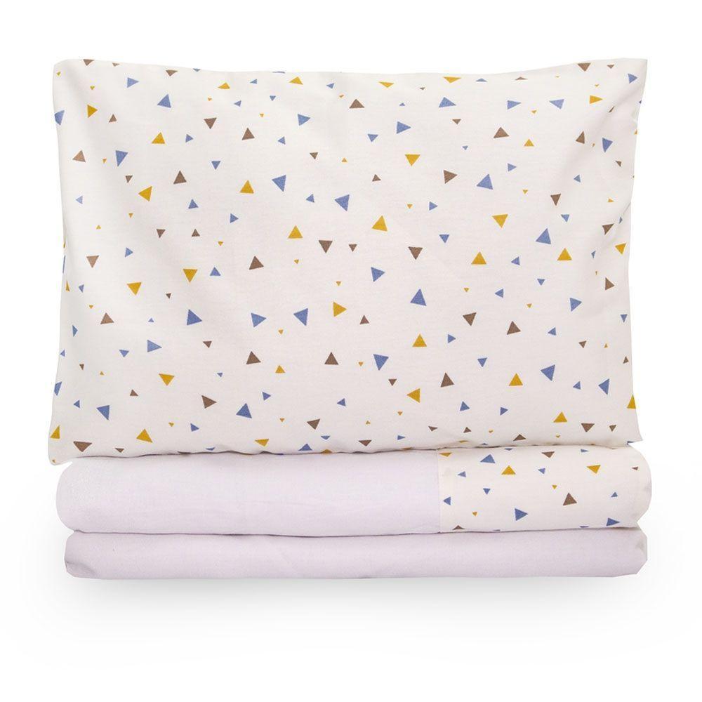 Jogo De Lençol Para Berço Americano 100% Algodão 3 Peças Triangles - 1