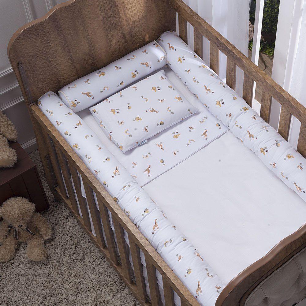 Kit Para Berço Jogo De Lençol Com Rolinhos 100% Algodão 7 Peças Boho Safari - 1