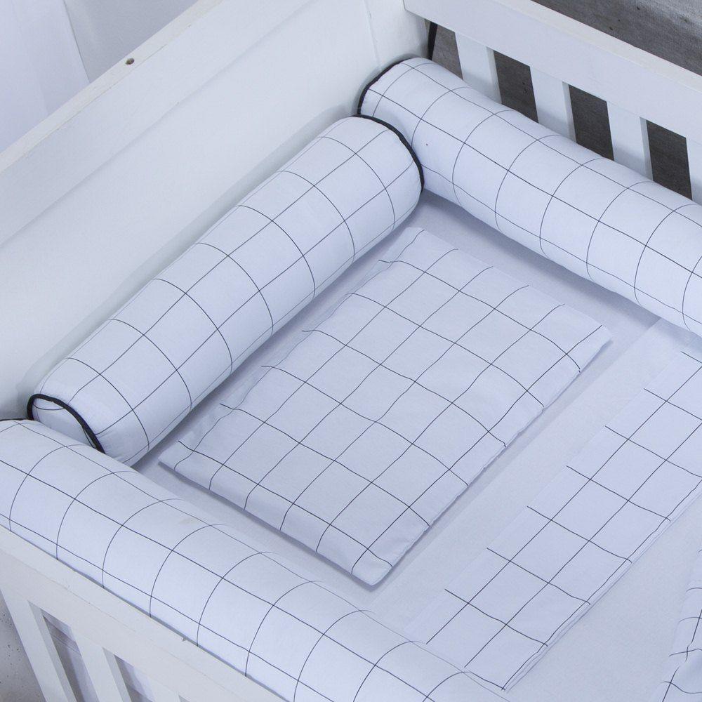 Jogo De Lençol Para Berço Americano 100% Algodão 3 Peças Grid - 2