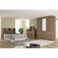 Guarda Roupa 3 Portas de Correr e 9 Gavetas c/ Espelho e Pés Click 3.9 Jatoba/Grafitte - Santos Andirá - 2