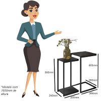 02 Conjuntos De Mesas Laterais Industrial D01 Design Preto - 2