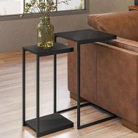 02 Conjuntos De Mesas Laterais Industrial D01 Design Preto - 5