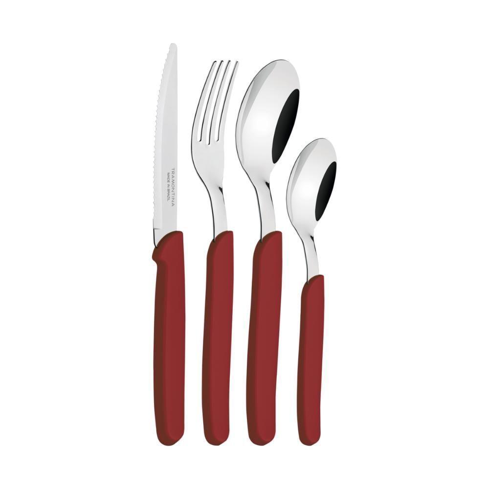 Faqueiro Tramontina Carmel Com Laminas Em Aço Inox E Cabos De Polipropileno Carmin Medio 24 Peças - 1