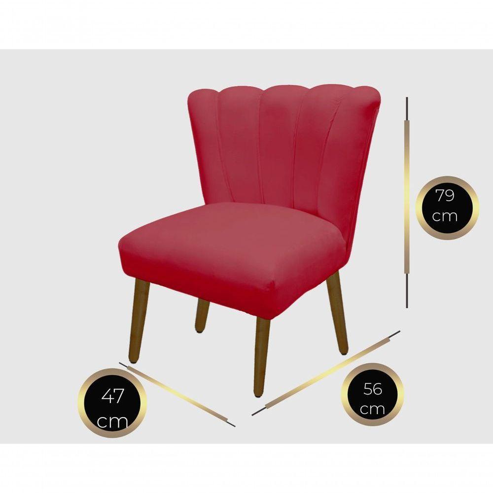 Cadeira Pétala Flor Para Sala De Estar Penteadeira Salão Suede Vermelho - 2
