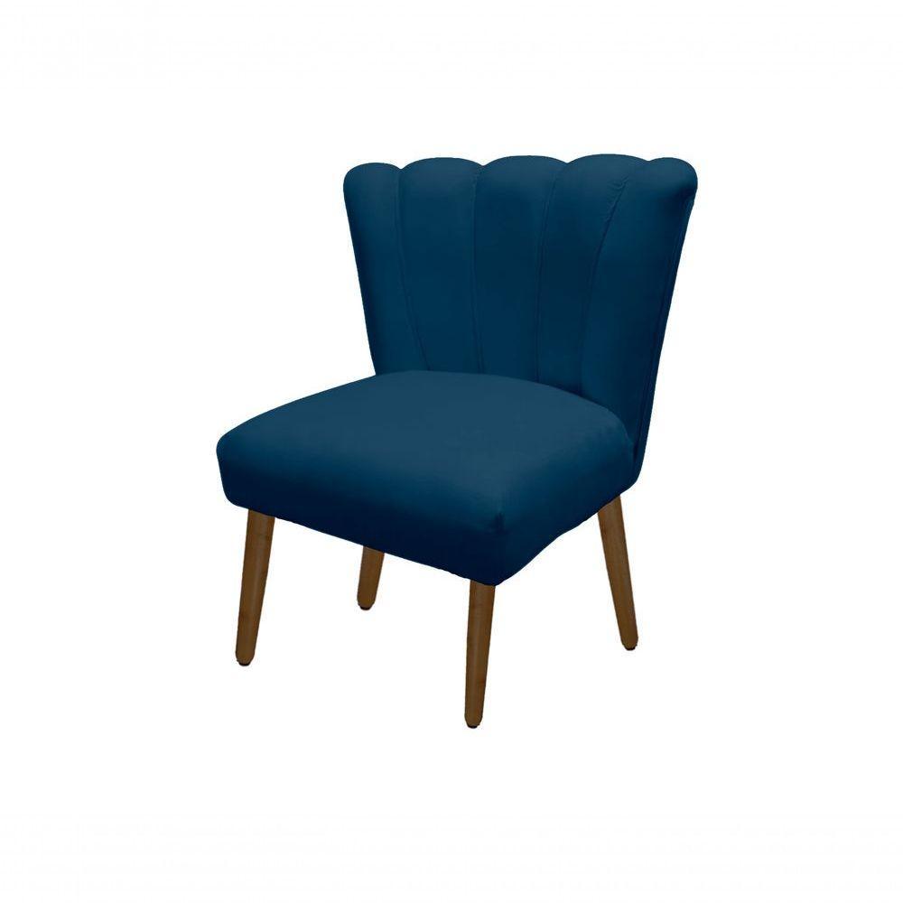 Cadeira Pétala Flor Para Sala De Estar Penteadeira Salão Suede Azul Marinho - 1
