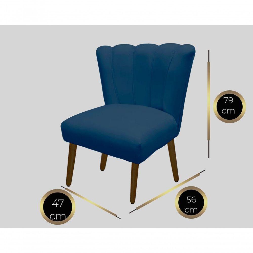 Cadeira Pétala Flor Para Sala De Estar Penteadeira Salão Suede Azul Marinho - 2