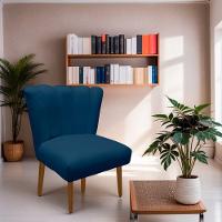 Cadeira Pétala Flor Para Sala De Estar Penteadeira Salão Suede Azul Marinho - 4
