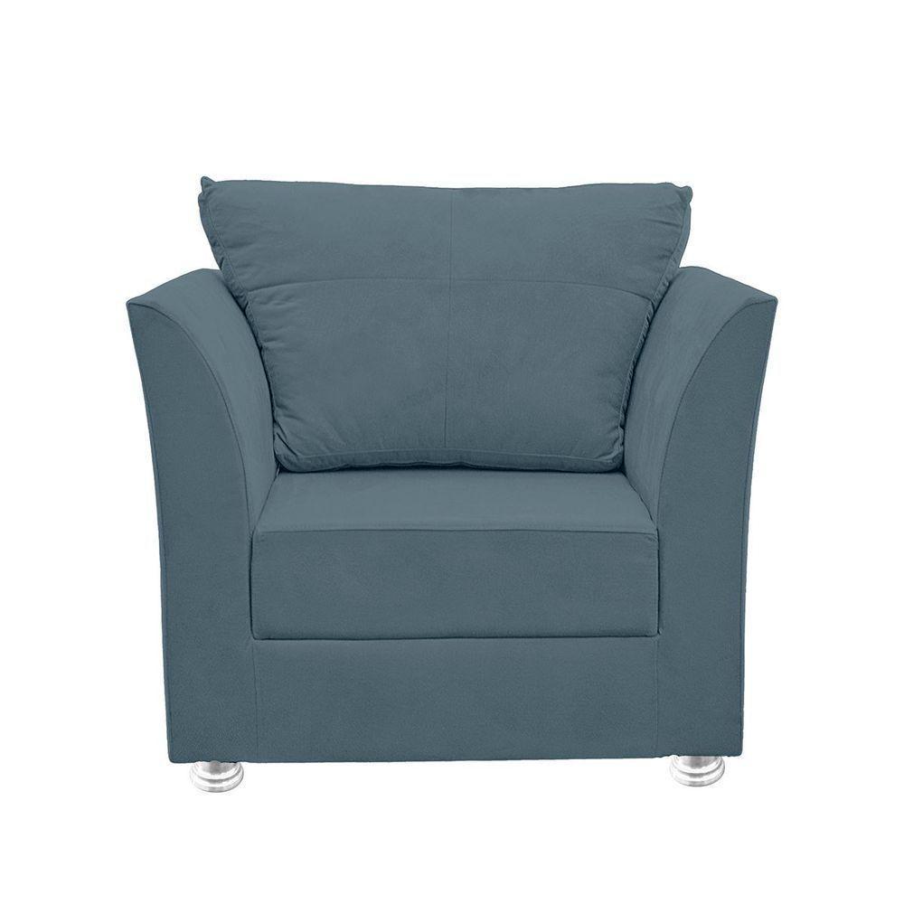 Poltrona Cadeira Decorativa Para Sala E Quarto Lisboa Suede Azul Turquesa - 1