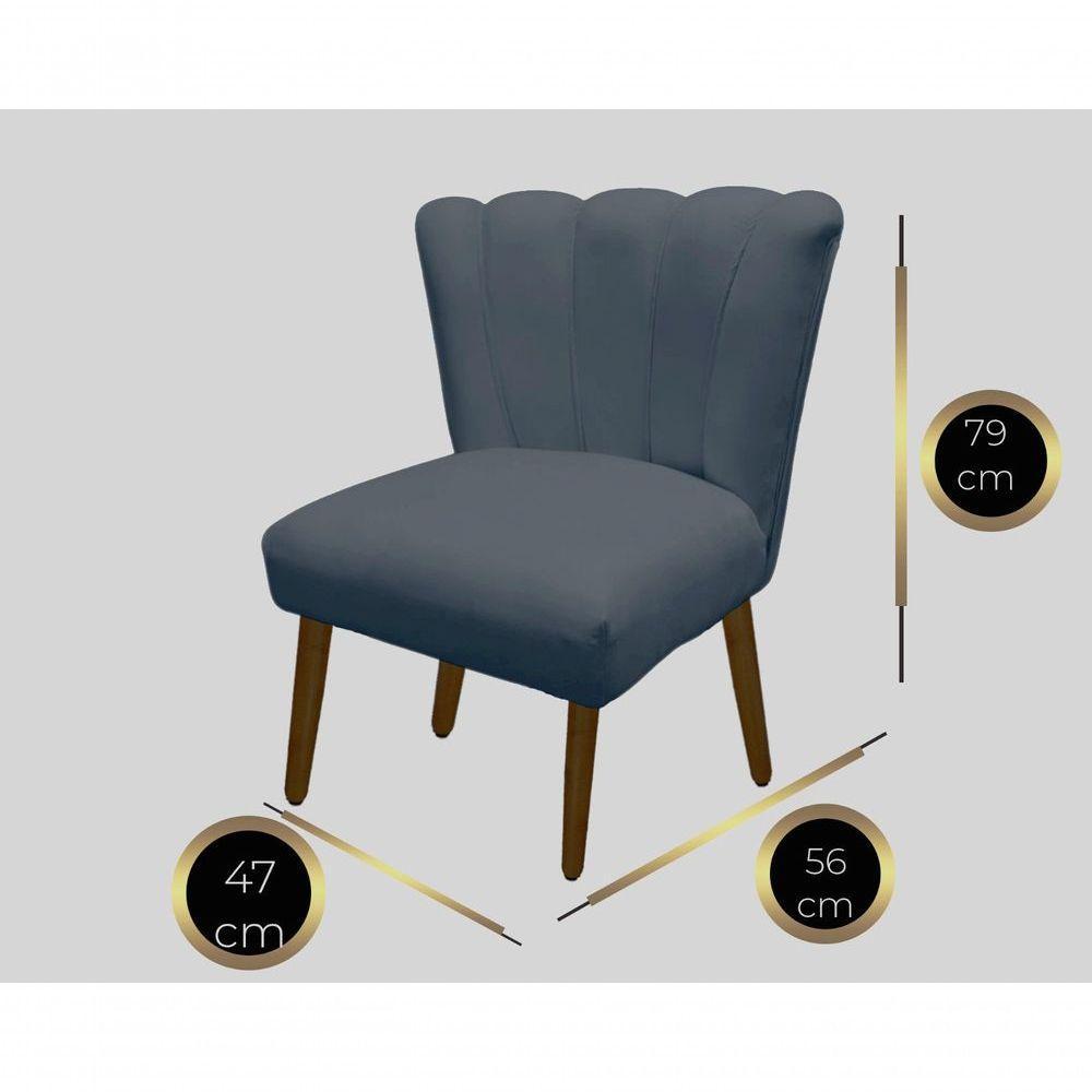 Cadeira Pétala Flor Para Sala De Estar Penteadeira Salão Suede Azul Turquesa - 2