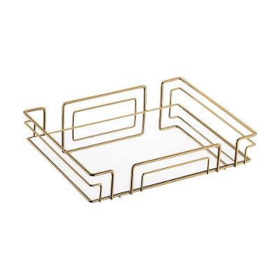 Bandeja Multiuso Hara Luiza Retangular 41,5 X 31,5 Cm Cor:dourado